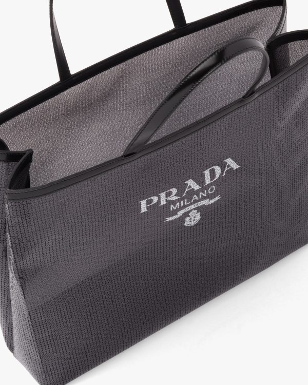 Black Sequined mesh tote bag - Image 5