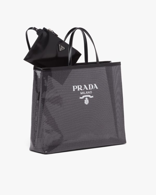 Black Sequined mesh tote bag - Image 6