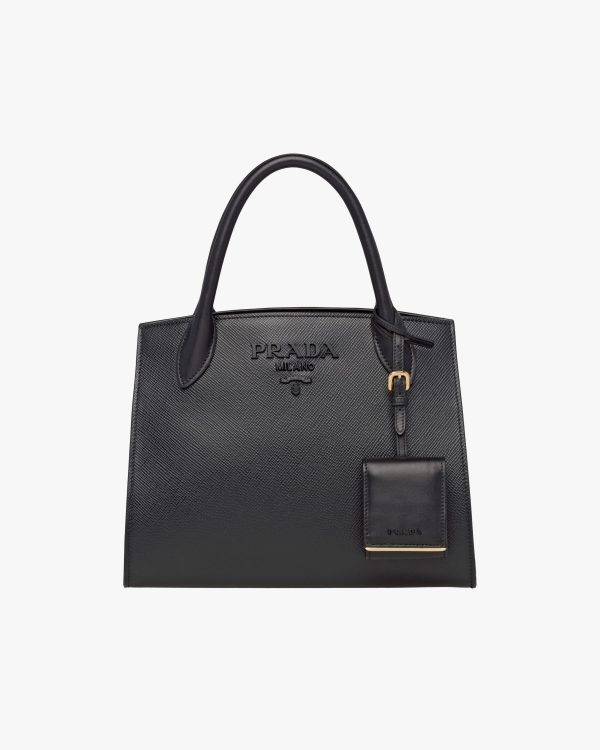 Black Small Saffiano Leather Prada Monochrome Bag