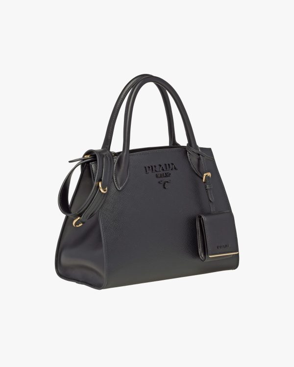 Black Small Saffiano Leather Prada Monochrome Bag - Image 3