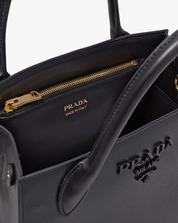 Black Small Saffiano Leather Prada Monochrome Bag - Image 5