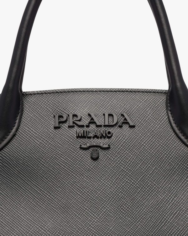 Black Small Saffiano Leather Prada Monochrome Bag - Image 6