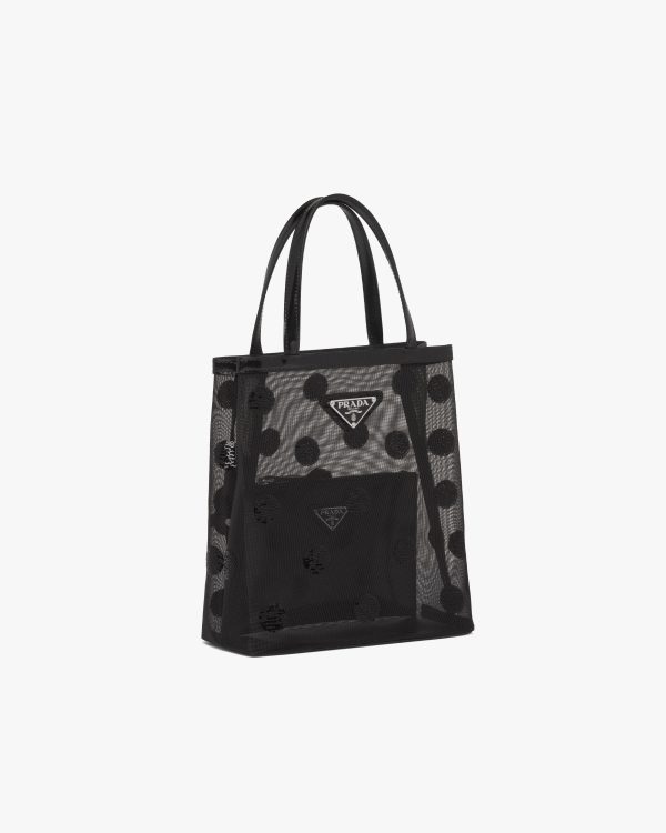 Black Small polka-dot mesh tote bag - Image 3
