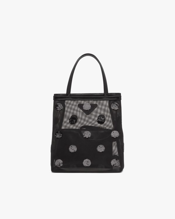 Black Small polka-dot mesh tote bag - Image 4