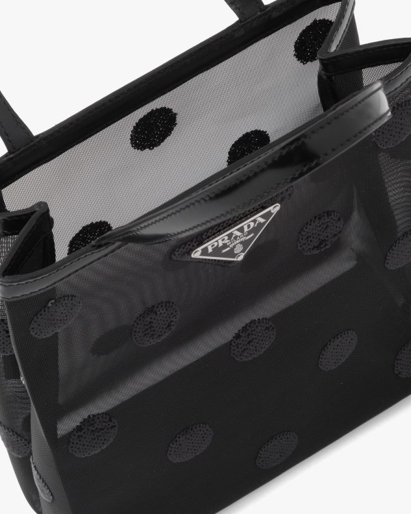 Black Small polka-dot mesh tote bag - Image 5
