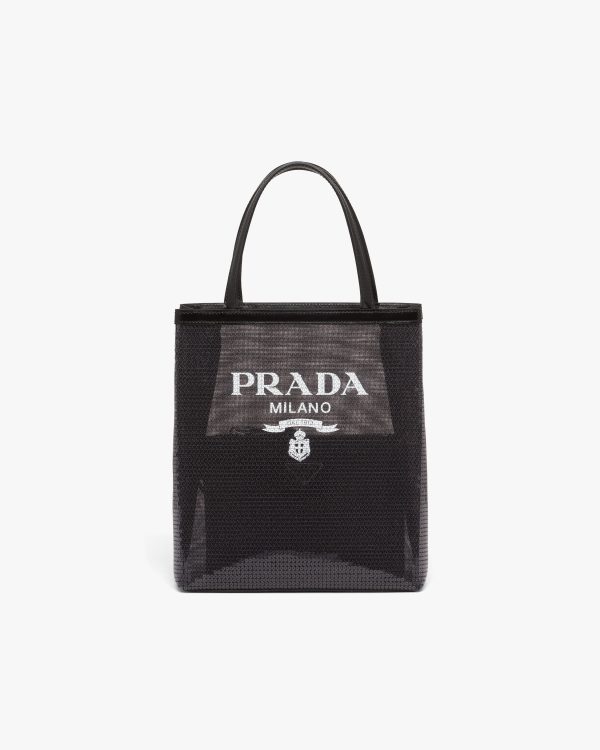 Black Small sequined mesh tote bag