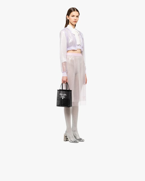 Black Small sequined mesh tote bag - Image 2