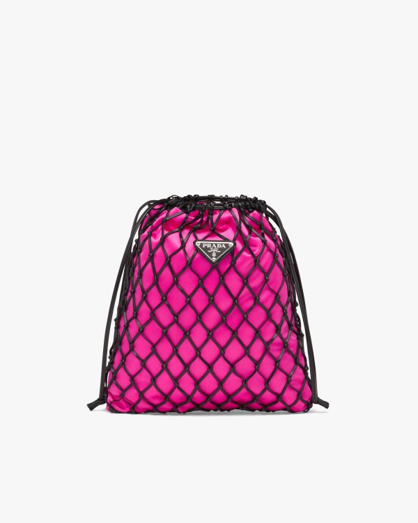 Black/begonia Pink Fabric Mesh Bag