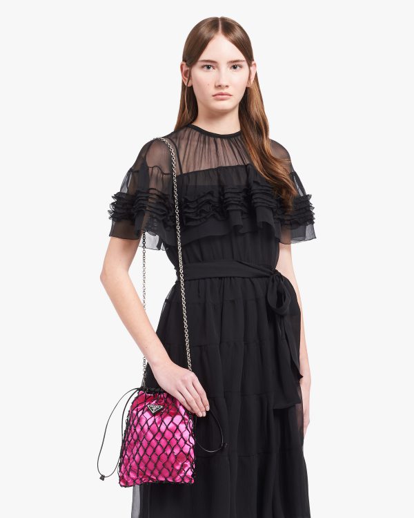 Black/begonia Pink Fabric Mesh Bag - Image 2
