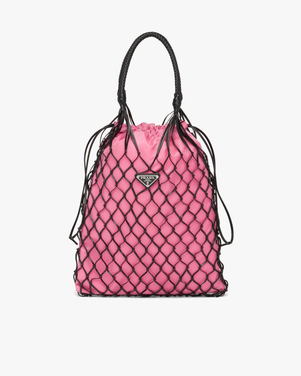 Black/begonia Pink Mesh hobo bucket bag