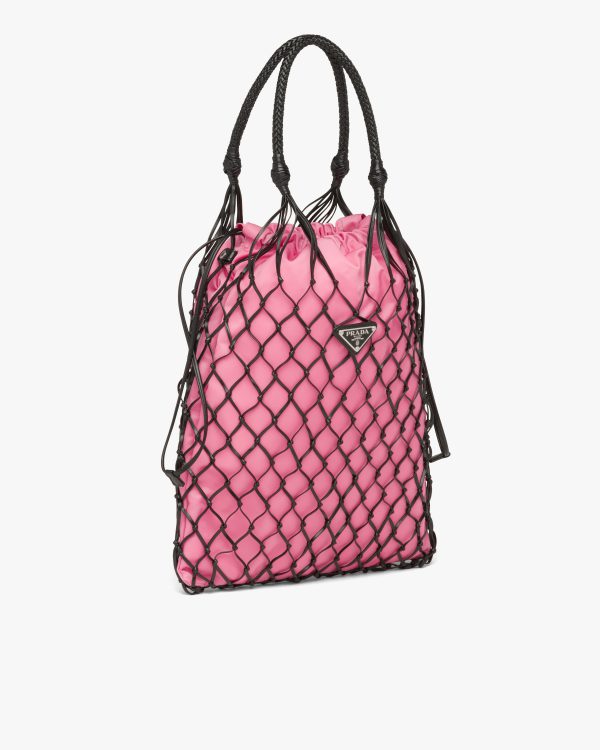 Black/begonia Pink Mesh hobo bucket bag - Image 3