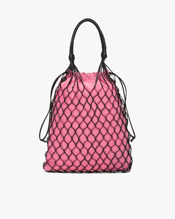 Black/begonia Pink Mesh hobo bucket bag - Image 4