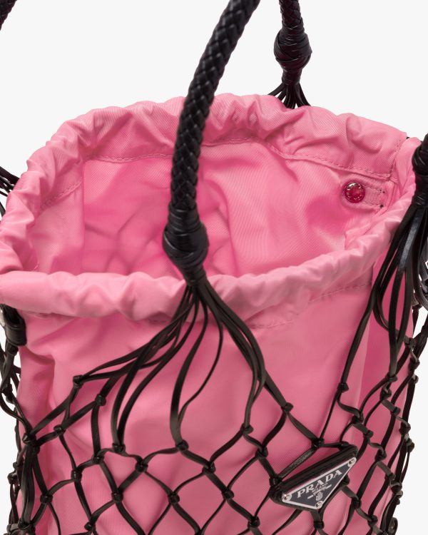Black/begonia Pink Mesh hobo bucket bag - Image 5