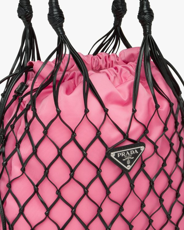 Black/begonia Pink Mesh hobo bucket bag - Image 6