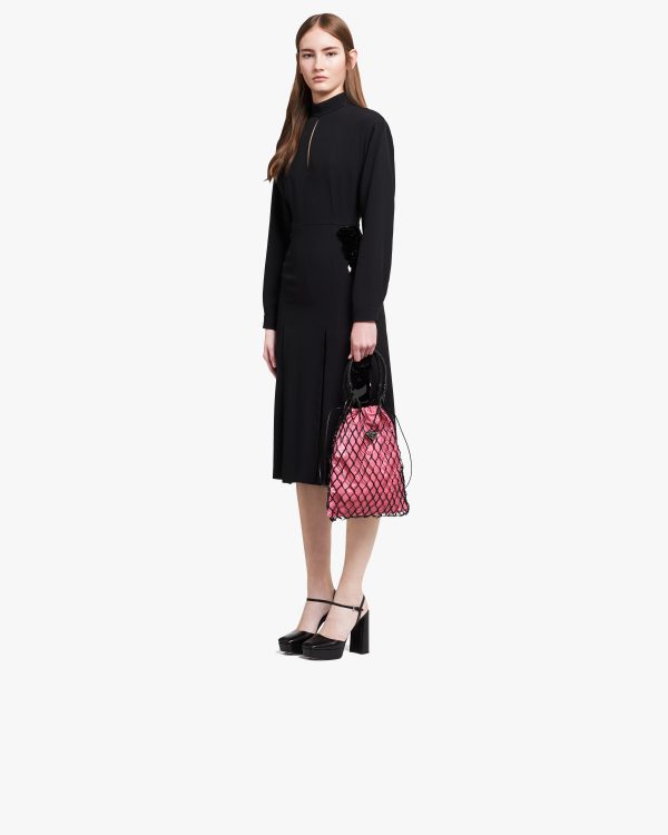 Black/begonia Pink Mesh hobo bucket bag - Image 7