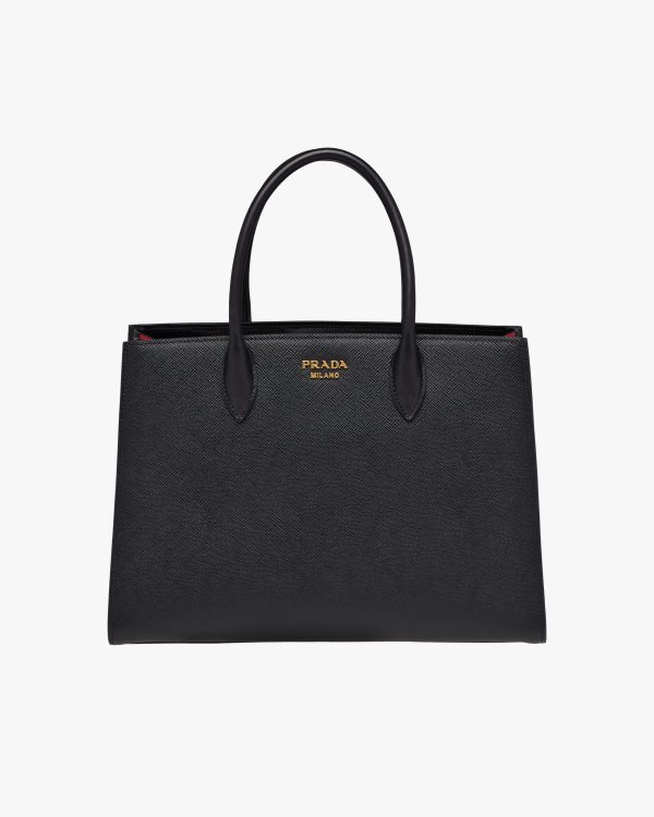 Black/fiery Red Large Saffiano Leather Handbag