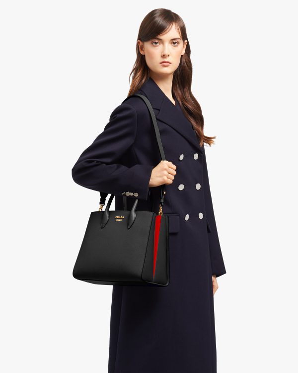 Black/fiery Red Large Saffiano Leather Handbag - Image 2