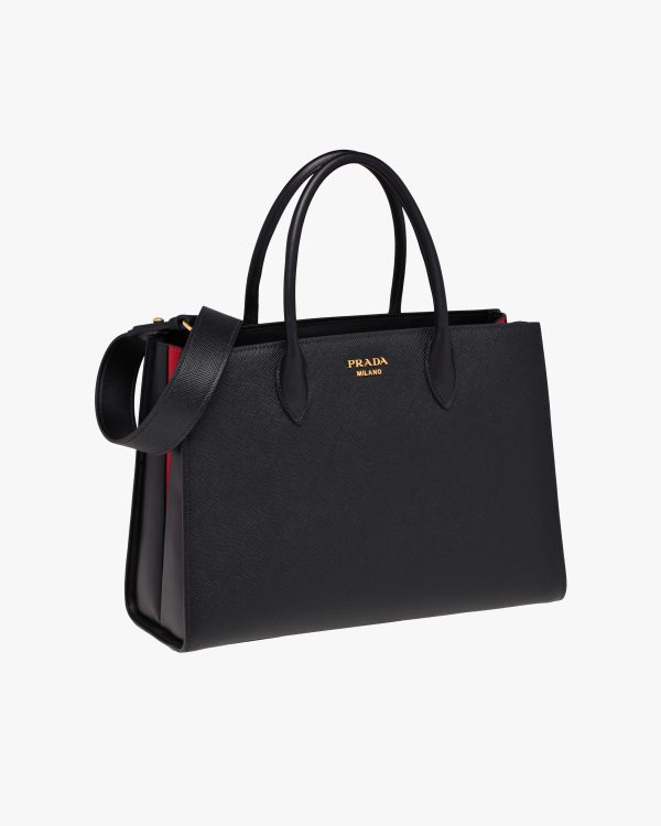 Black/fiery Red Large Saffiano Leather Handbag - Image 3