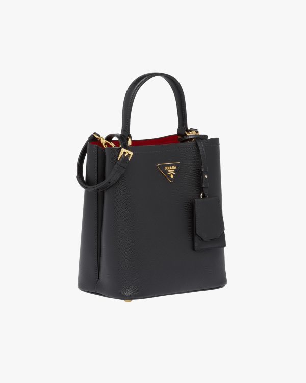 Black/fiery Red Medium Saffiano Leather Prada Panier Bag - Image 3