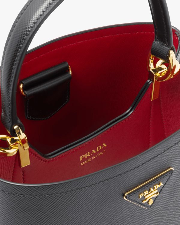 Black/fiery Red Medium Saffiano Leather Prada Panier Bag - Image 5
