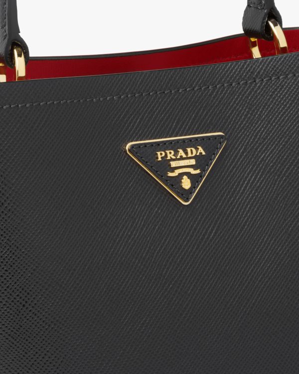 Black/fiery Red Medium Saffiano Leather Prada Panier Bag - Image 6