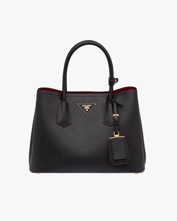Black/fiery Red Small Saffiano Leather Double Prada Bag