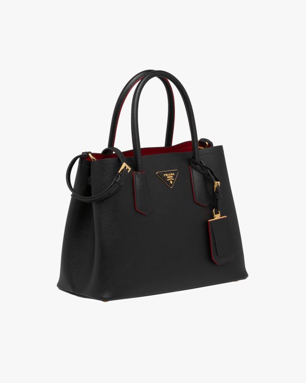 Black/fiery Red Small Saffiano Leather Double Prada Bag - Image 3