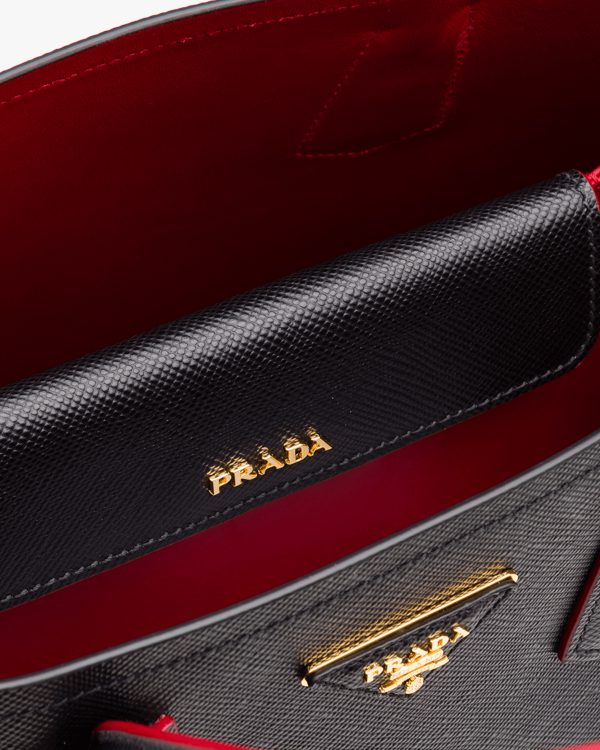 Black/fiery Red Small Saffiano Leather Double Prada Bag - Image 5