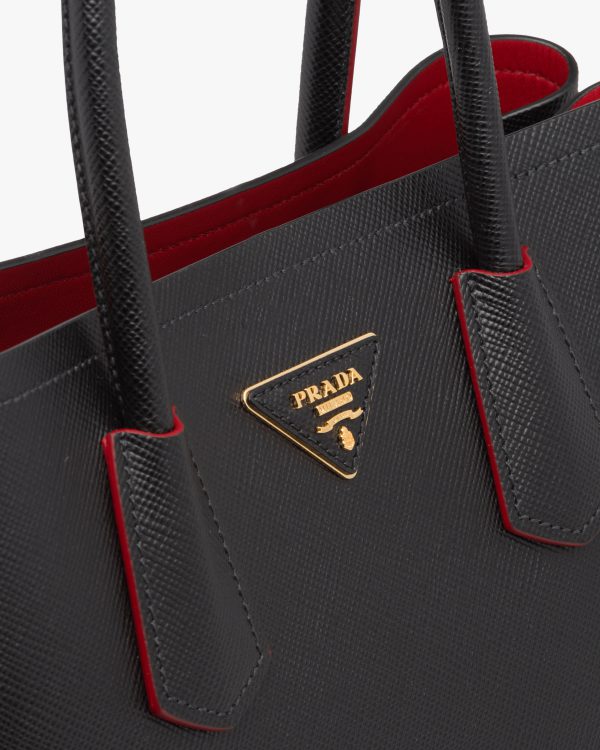 Black/fiery Red Small Saffiano Leather Double Prada Bag - Image 6