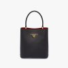 Black/fiery Red Small Saffiano Leather Prada Panier Bag