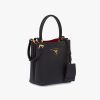 Black/fiery Red Small Saffiano Leather Prada Panier Bag - Image 3