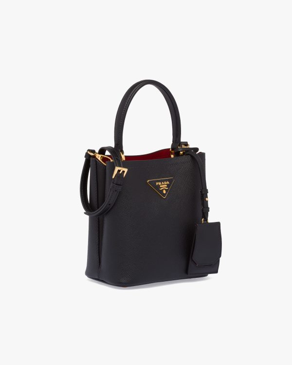 Black/fiery Red Small Saffiano Leather Prada Panier Bag - Image 3