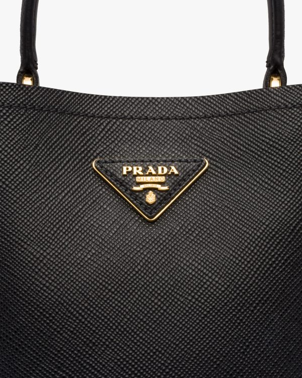 Black/fiery Red Small Saffiano Leather Prada Panier Bag - Image 6