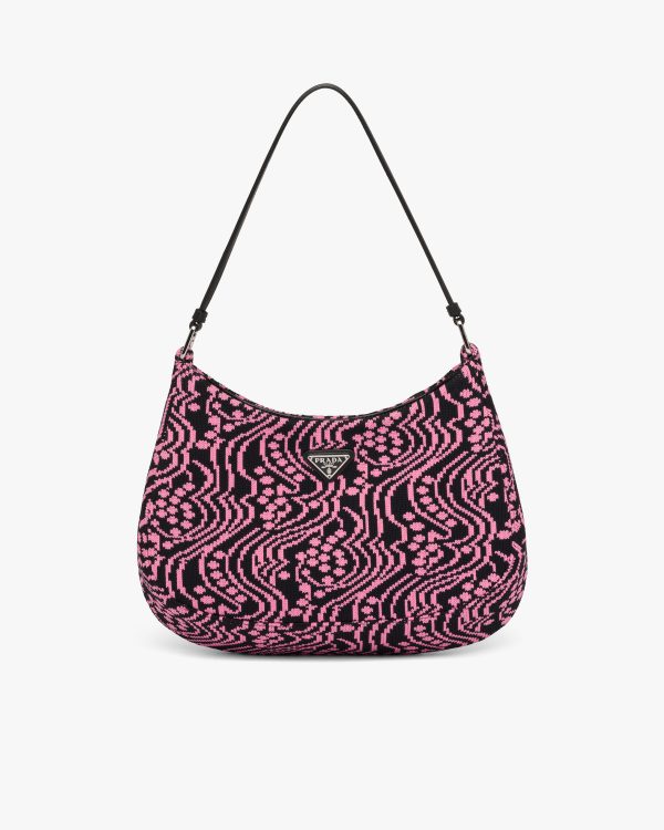 Black/pink Prada Cleo jacquard knit and leather bag