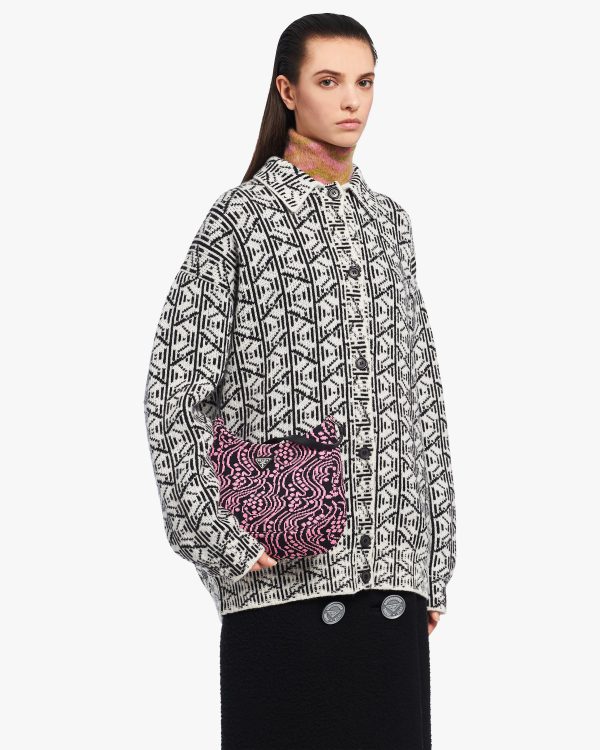 Black/pink Prada Cleo jacquard knit and leather bag - Image 2