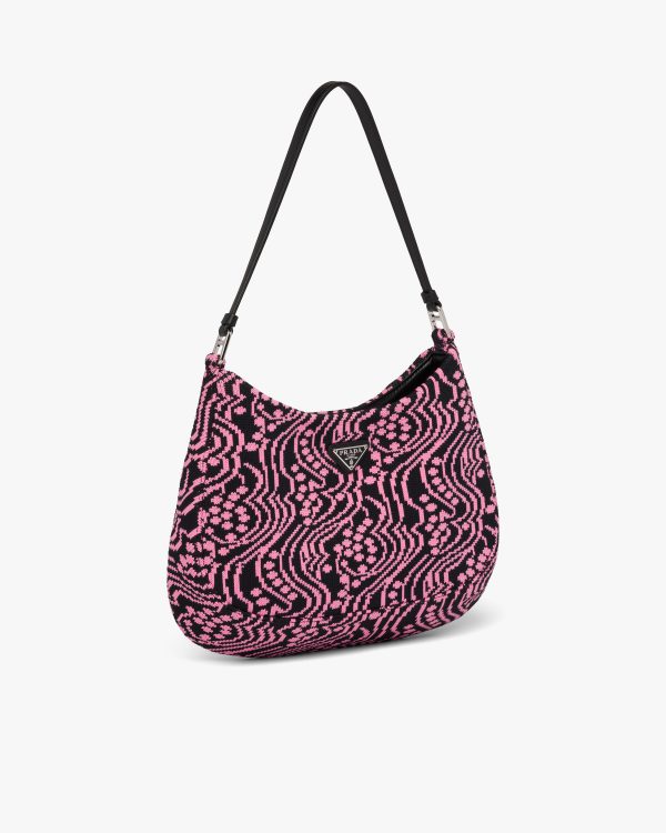 Black/pink Prada Cleo jacquard knit and leather bag - Image 3