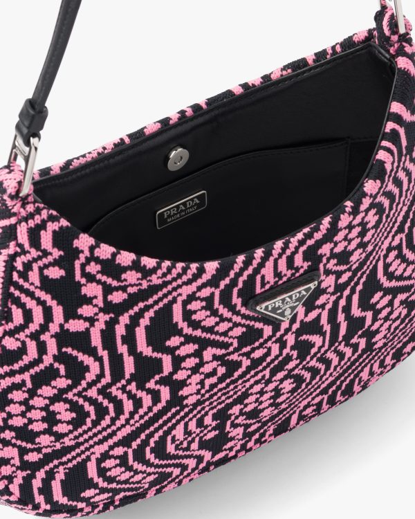 Black/pink Prada Cleo jacquard knit and leather bag - Image 5