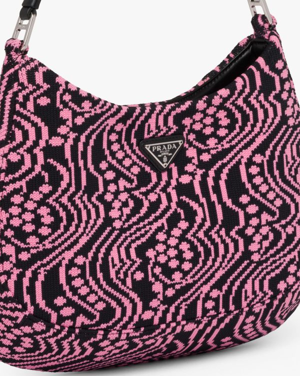 Black/pink Prada Cleo jacquard knit and leather bag - Image 6