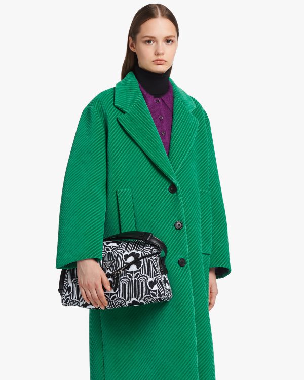 Black/white Jacquard knit and leather Prada Signaux bag - Image 2