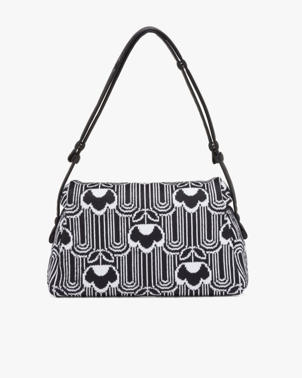 Black/white Jacquard knit and leather Prada Signaux bag - Image 4