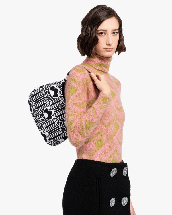 Black/white Prada Cleo jacquard knit and leather bag - Image 2