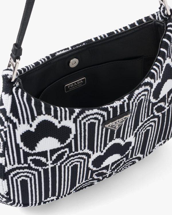 Black/white Prada Cleo jacquard knit and leather bag - Image 5