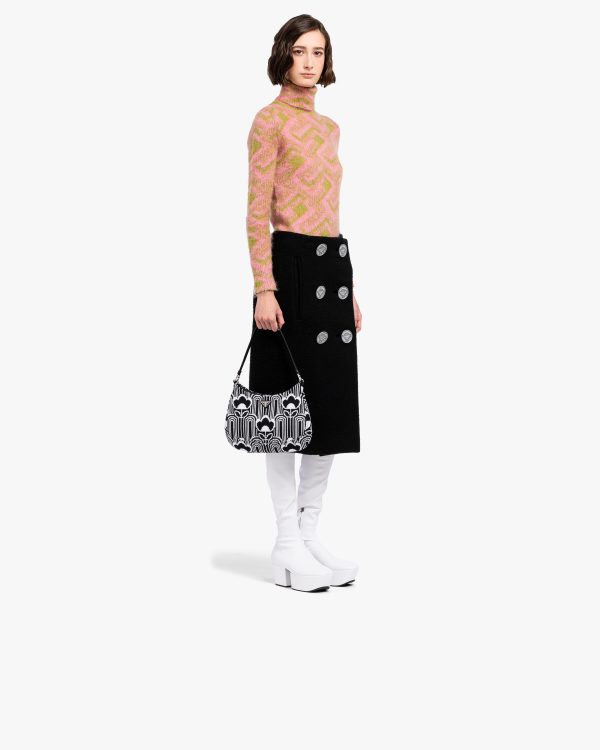 Black/white Prada Cleo jacquard knit and leather bag - Image 7