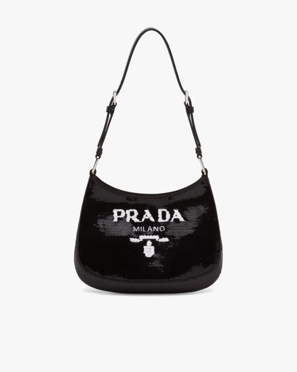 Black/white Prada Cleo sequined bag