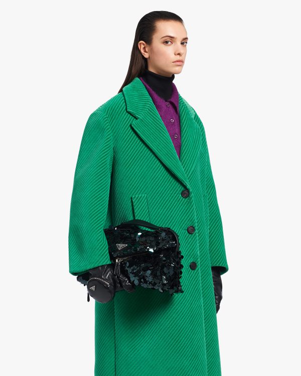 Bottle Green Sequined and leather Prada Signaux bag - Image 2