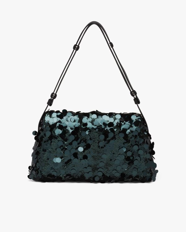 Bottle Green Sequined and leather Prada Signaux bag - Image 4