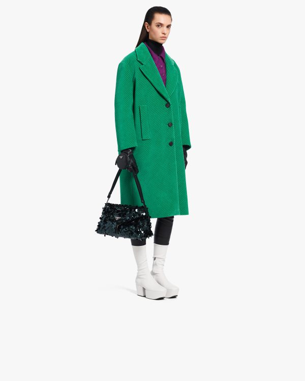 Bottle Green Sequined and leather Prada Signaux bag - Image 7