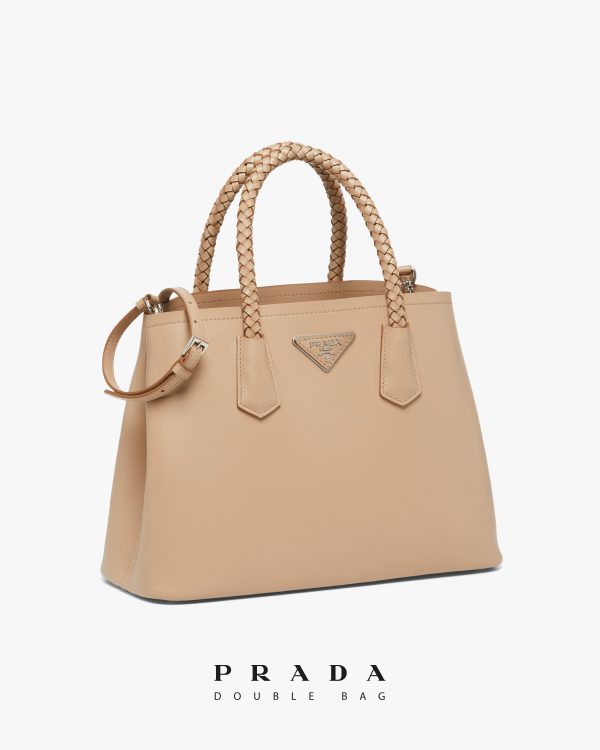Cameo Beige Prada Double medium leather handbag - Image 3