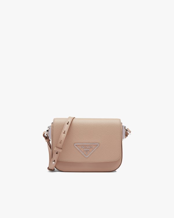Cameo Beige Saffiano leather Prada Identity shoulder bag