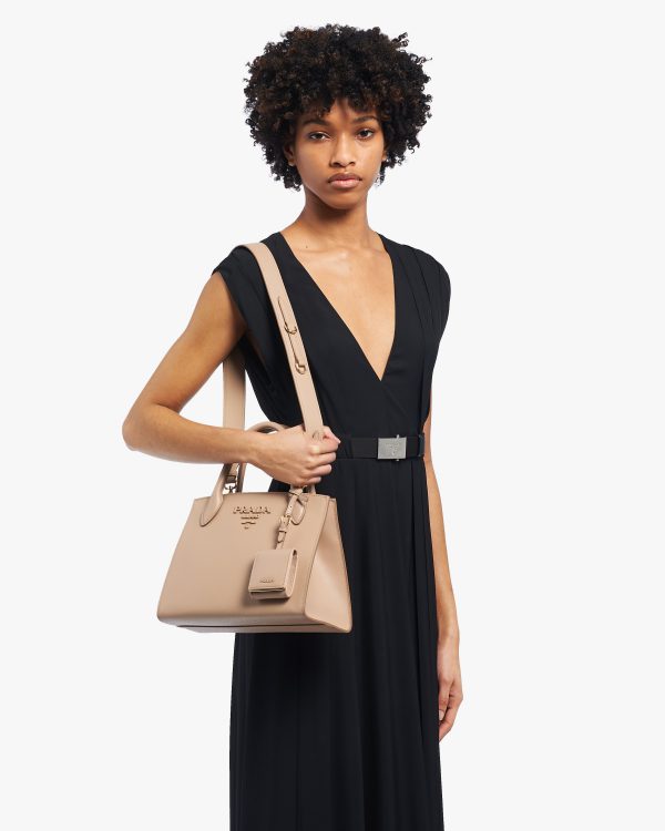 Cameo Beige Small Saffiano Leather Prada Monochrome Bag - Image 2